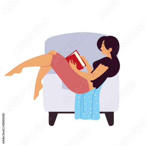 woman reading book