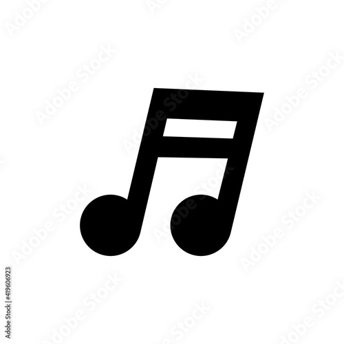 Vector black musical note on white isolated background