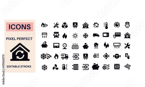 Leinwand Poster Heating and Cooling Icons vector design