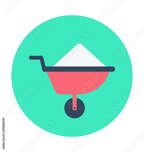 Wheelbarrow Colored Vector Icon 
