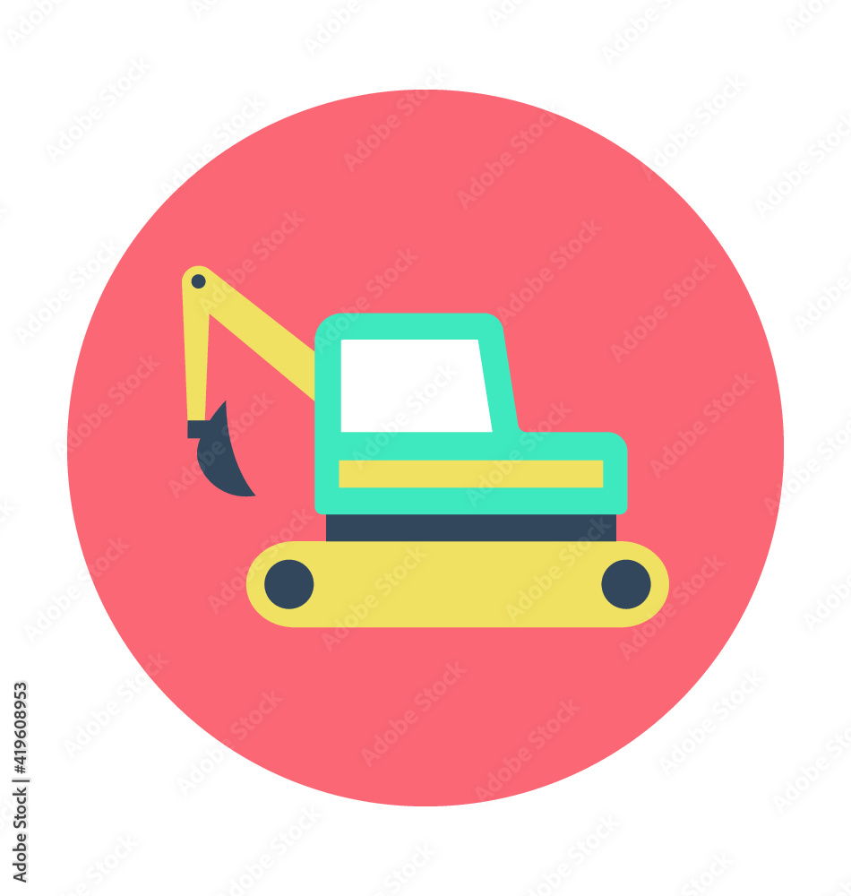Naklejka premium Excavator Colored Vector Icon 