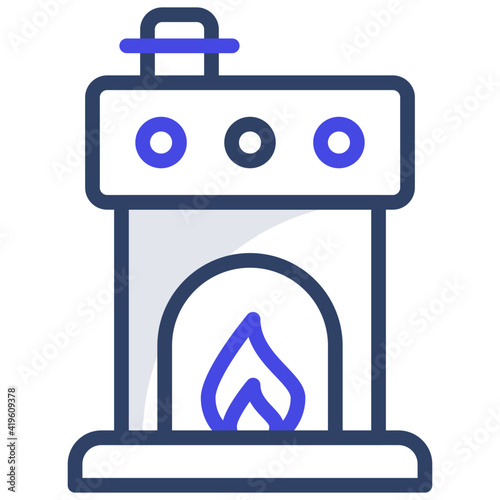 A flat design, icon of fireplace