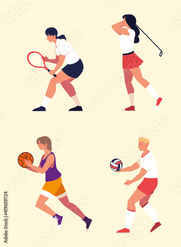people practicing sports