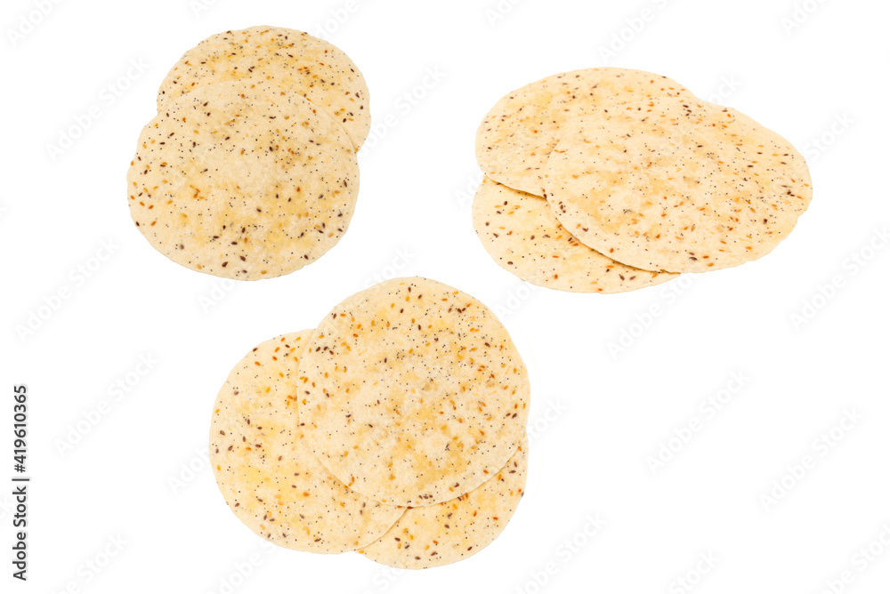 Pitta bread with seeds isolated on white Pitta bread with seeds isolated on white