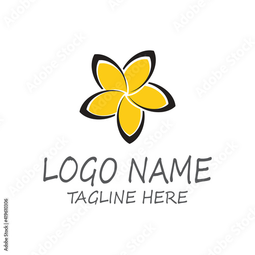 Beauty plumeria icon flowers design illustration Template