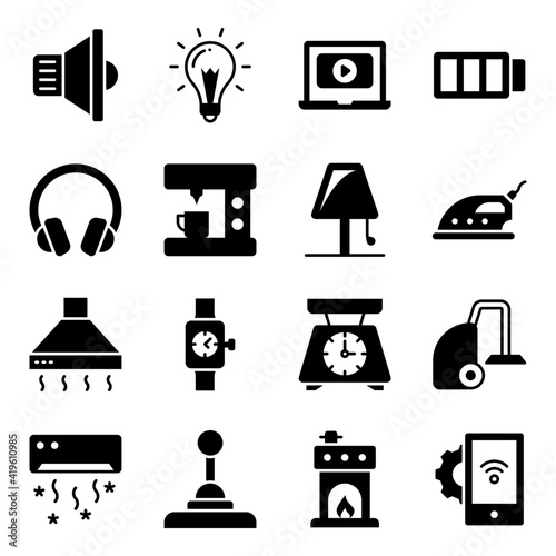 Pack of Electronic glyph Icons
