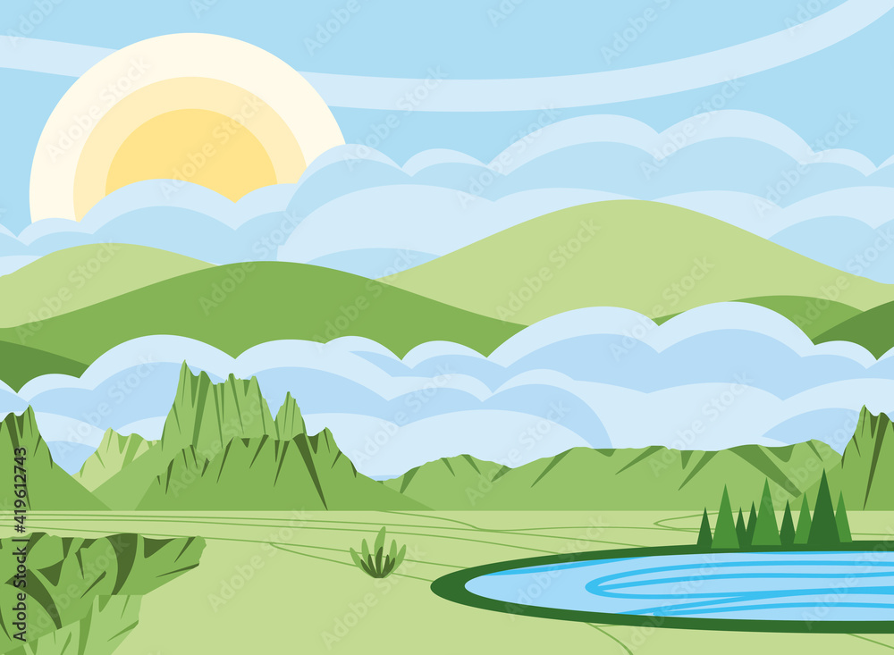 landscape greenery river landscape greenery river