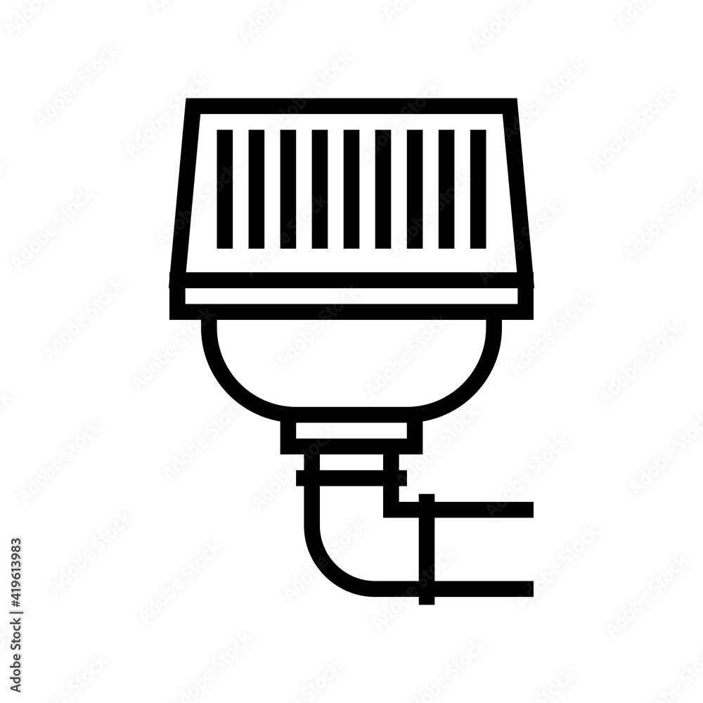 filter of drainage system line icon vector. filter of drainage system sign. isolated contour symbol black illustration
