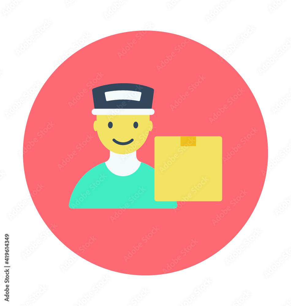 Delivery Man Colored Vector Illustration
