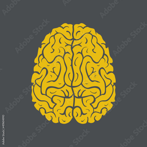 Icon left and right hemisphere of human brain. Vector illustration