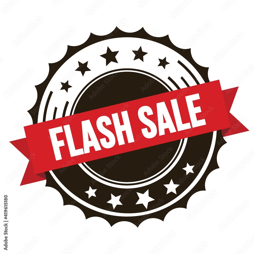 FLASH SALE text on red brown ribbon stamp. FLASH SALE text on red brown ribbon stamp.