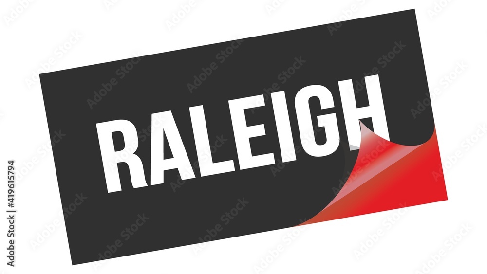 RALEIGH text on black red sticker stamp. RALEIGH text on black red sticker stamp.