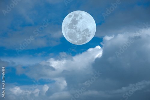 Full moon with clouds on the sky.