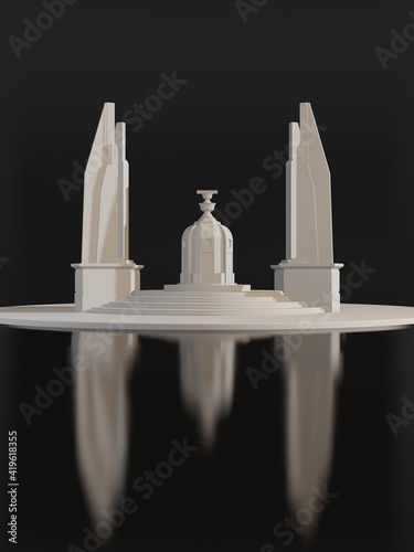 3D Democracy monument in Bangkok, Thailand. The Democracy Monument is a history of constitution monument (Anusawari Prachathipatai) - 3D render photo