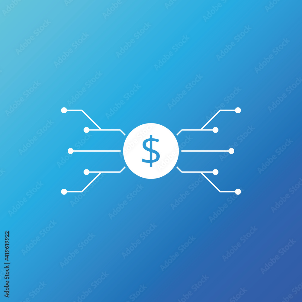 Fintech icon. Finance management concept. Cashflow or money transfer concept. Vector Fintech icon. Finance management concept. Cashflow or money transfer concept. Vector