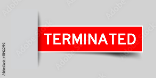 Label sticker red color in word terminated that inserted in gray background