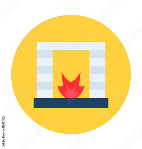 Fireplace Vector Icon 