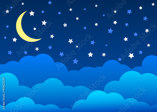 Night sky with moon and stars background