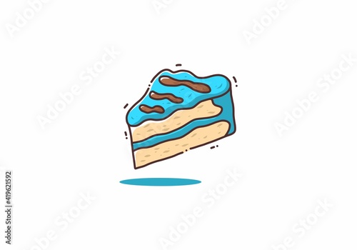 Simple cute illustration of blue tart slice