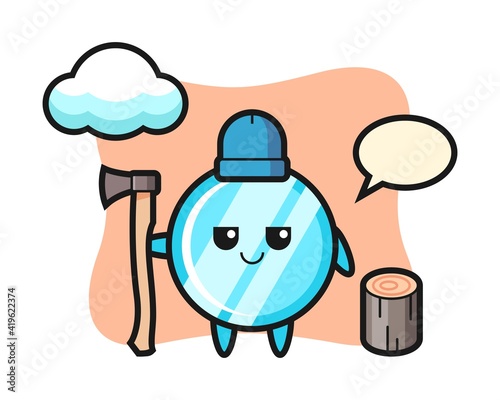 Character cartoon of mirror as a woodcutter