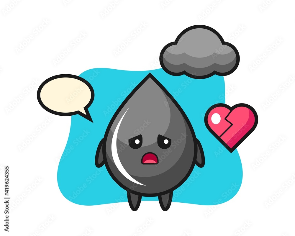Oil drop cartoon illustration is broken heart Oil drop cartoon illustration is broken heart