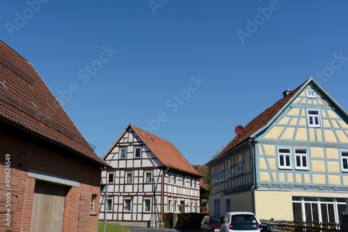 Half-timbered houses in the Rhoen, Bavaria, Germany