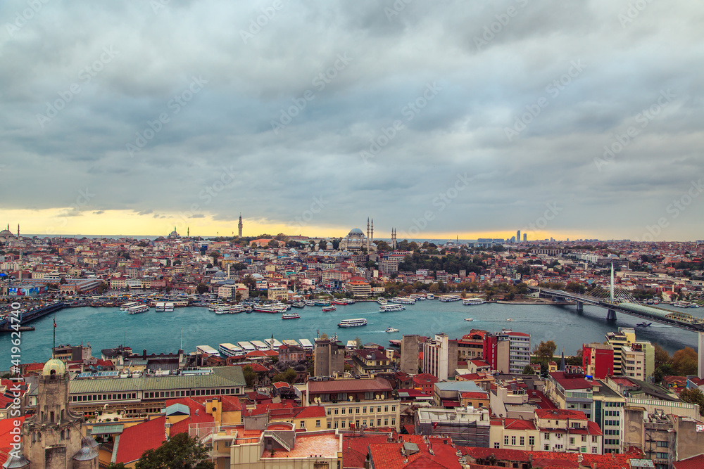 View of the historic district of Istanbul and the Bosphorus.