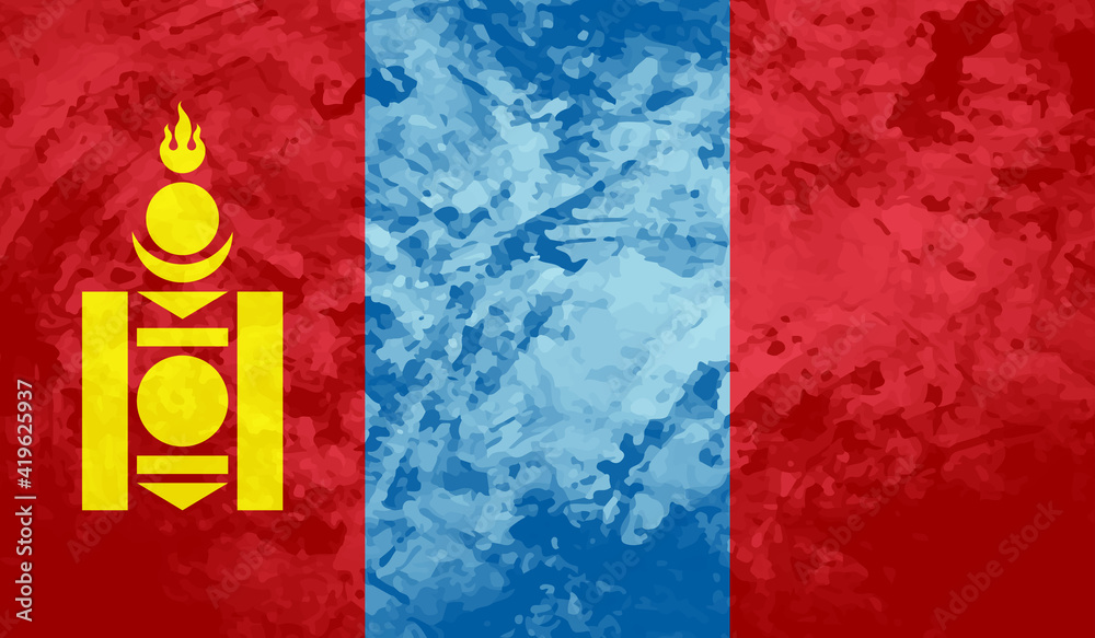 Flag of Mongolia with effect crumpled paper and grunge Flag of Mongolia with effect crumpled paper and grunge