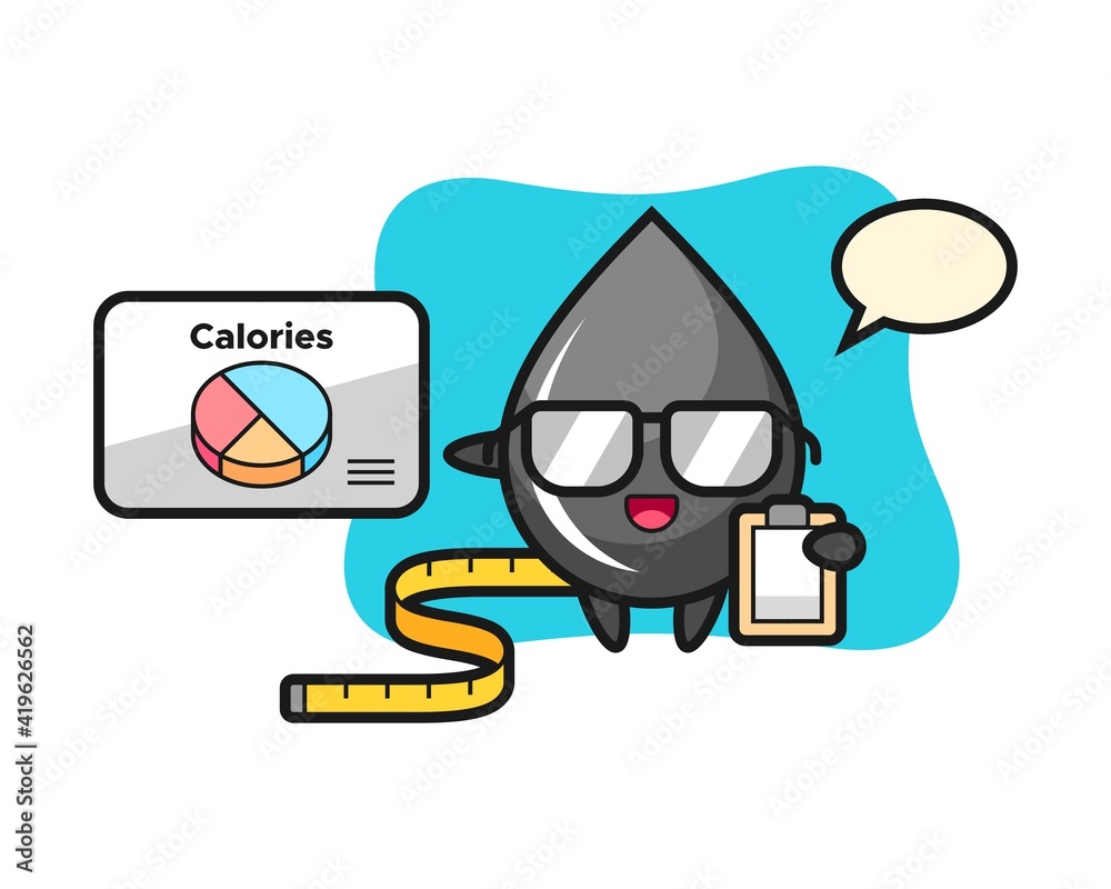 Illustration of oil drop mascot as a dietitian