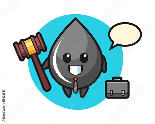 Illustration of oil drop mascot as a lawyer