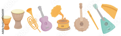 Colorful large vector set of musical instruments