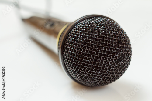 Close-up view of a professional stage mic.