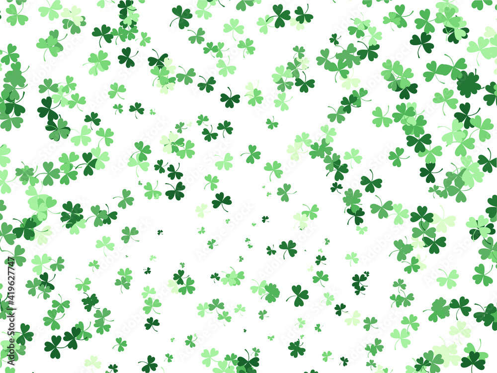 Background with clover leaves of different shades of green. A pattern for St. Patrick's Day. Vector graphics Background with clover leaves of different shades of green. A pattern for St. Patrick's Day. Vector graphics