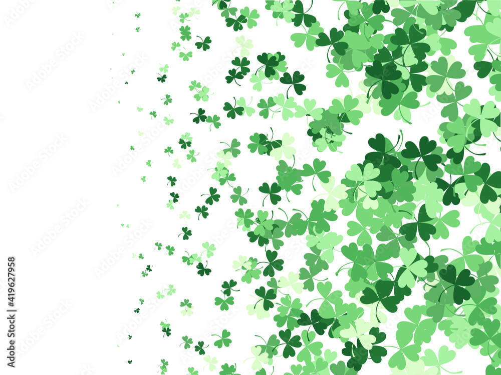 Background with clover leaves of different shades of green. A pattern for St. Patrick's Day. Vector graphics Background with clover leaves of different shades of green. A pattern for St. Patrick's Day. Vector graphics