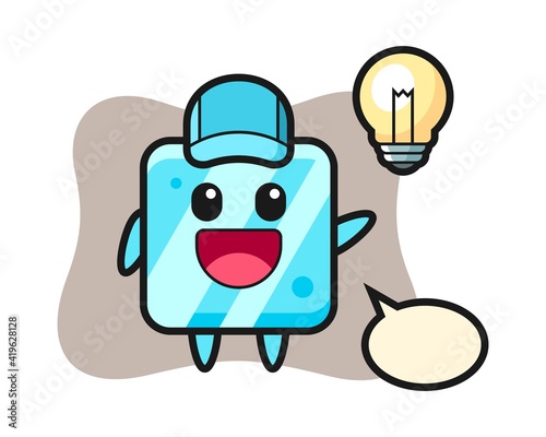 Ice cube character cartoon getting the idea
