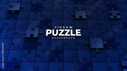 Dark Blue Jigsaw Puzzle Pieces Background