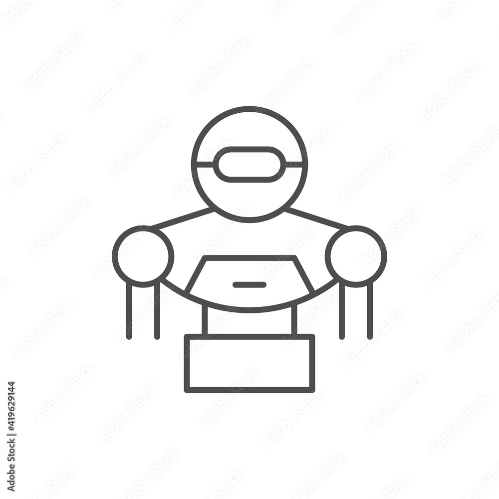 Robot line icon or bot concept