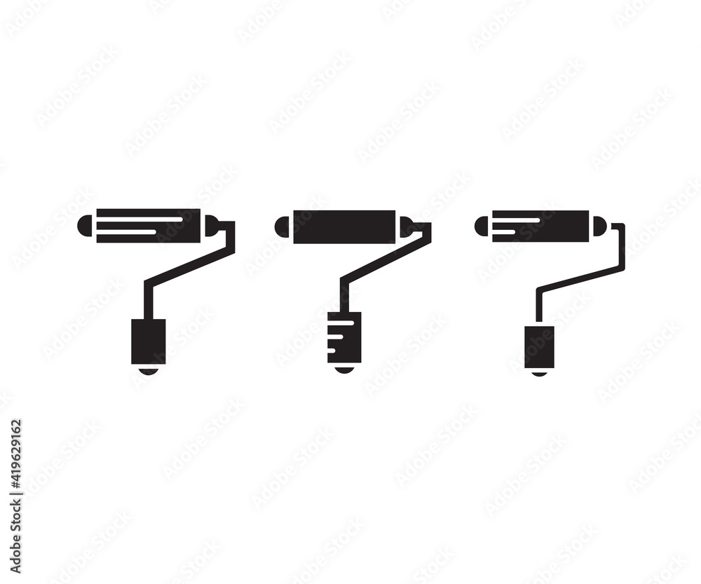 painting roller icons set vector painting roller icons set vector