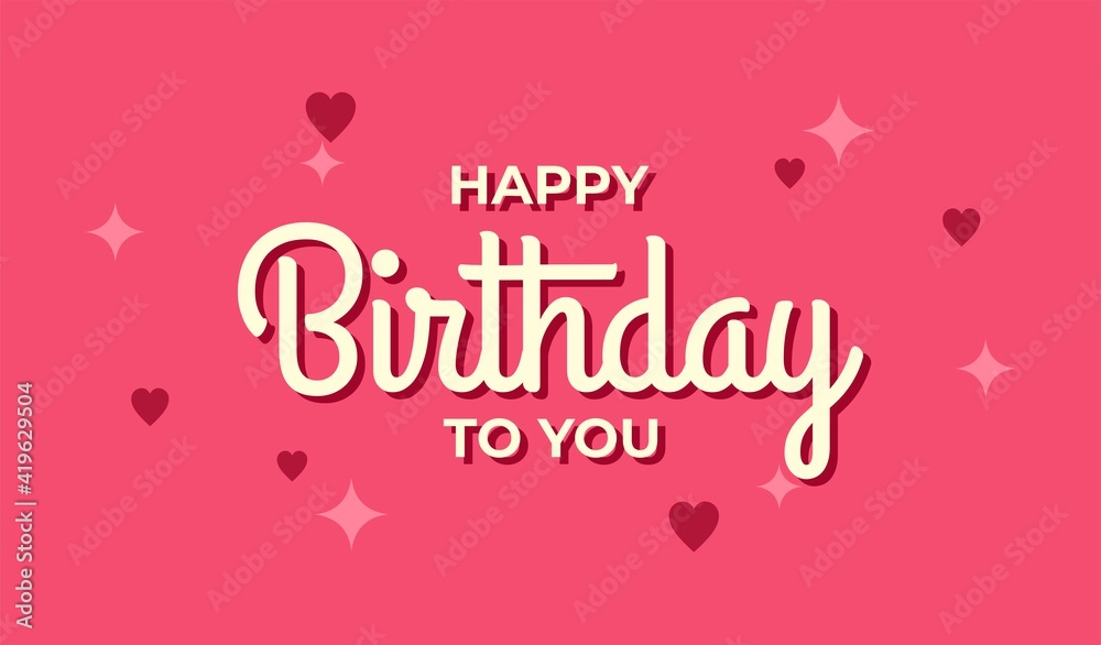 happy birthday pink ready to print typographic elegant birthday card Congratulations