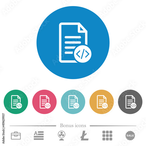 Source code document flat round icons
