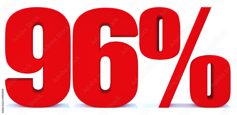 96 Percent off 3d Sign on White Background, Special Offer 96% Discount Tag, Sale Up to 96 Percent Off,big offer, Sale, Special Offer Label, Sticker, Tag, Banner, Advertising, offer Icon