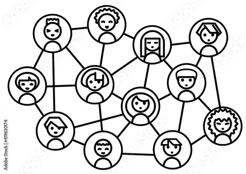 Vector icon set people portraits for social media. 