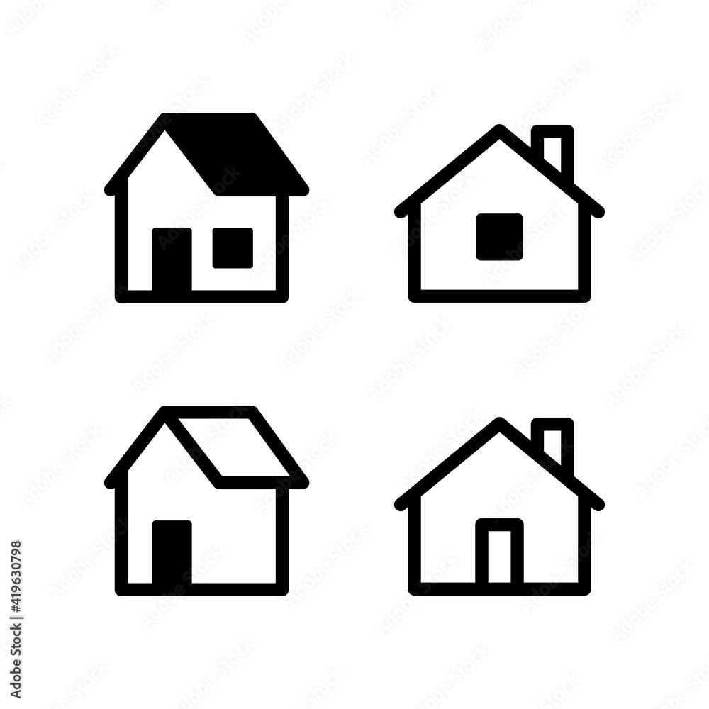 Set of house vector icons. Homes clipart symbols. Home pictogram collection.