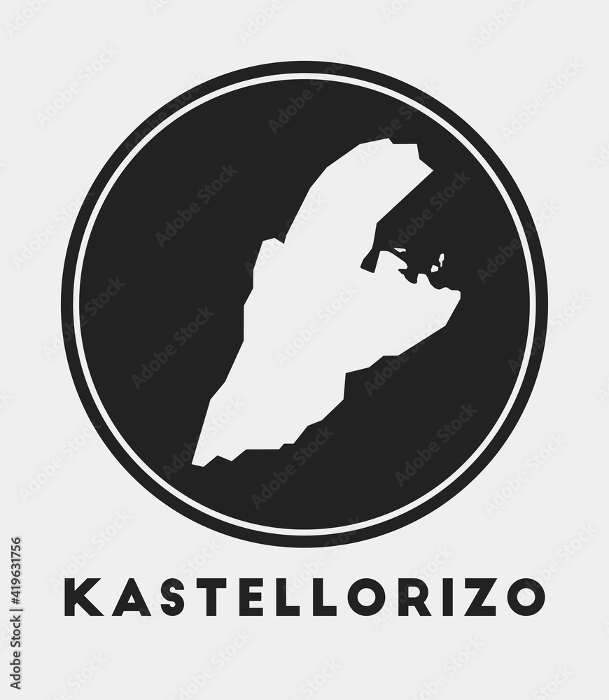 Kastellorizo icon. Round logo with island map and title. Stylish Kastellorizo badge with map. Vector illustration.