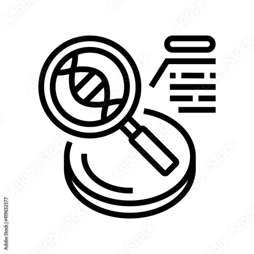 researching genetic molecule line icon vector. researching genetic molecule sign. isolated contour symbol black illustration