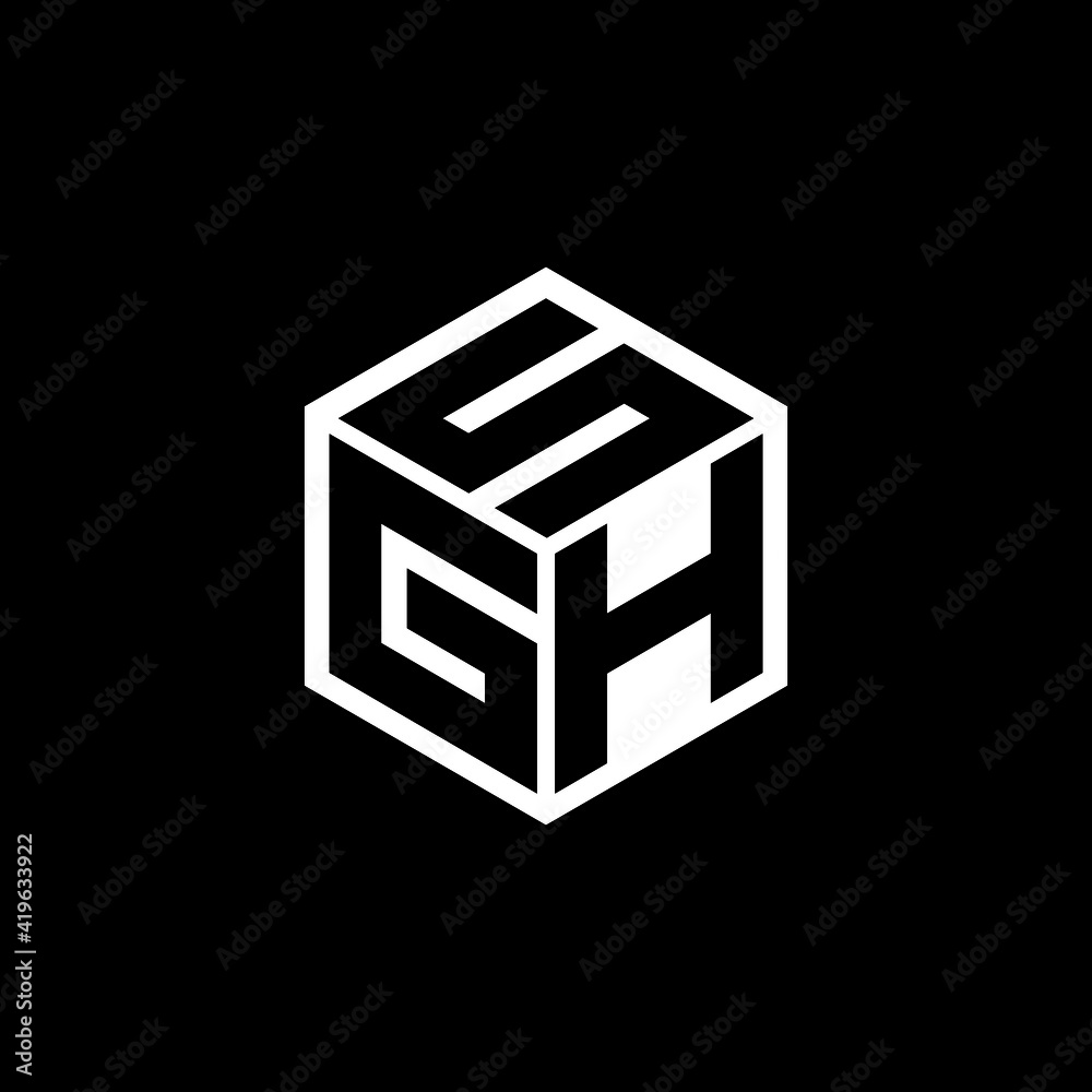 Block Lettering Ghs GHS letter logo design with black background in illustrator, cube logo ...