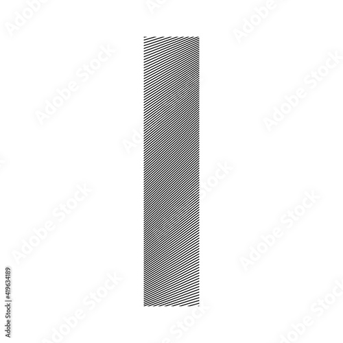 Capital letter I with a wavy striped pattern applied over it