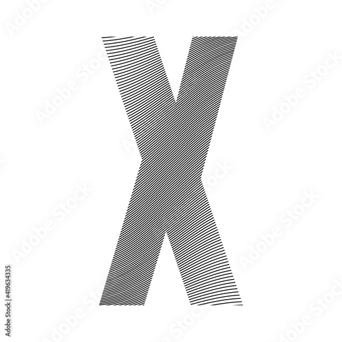 Capital letter X with a wavy striped pattern applied over it