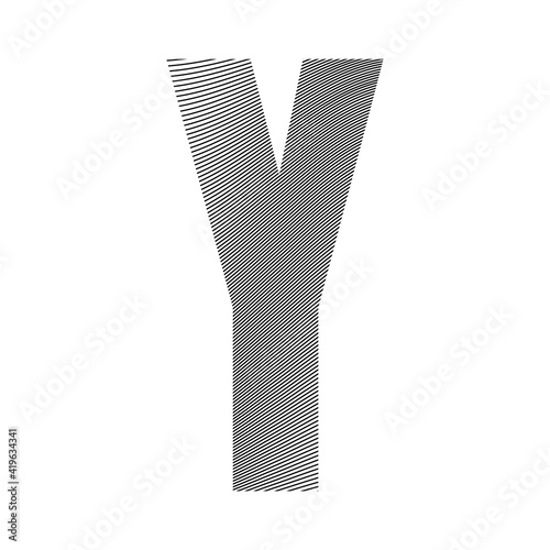 Capital letter Y with a wavy striped pattern applied over it