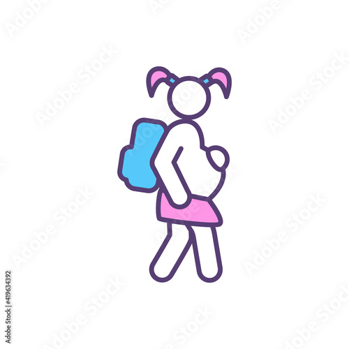 Teenage pregnancy RGB color icon. Adolescent pregnancy. Early sexual activity. Sexually transmitted infections, mental disorders risk. Sexual intercourse in young age. Isolated vector illustration